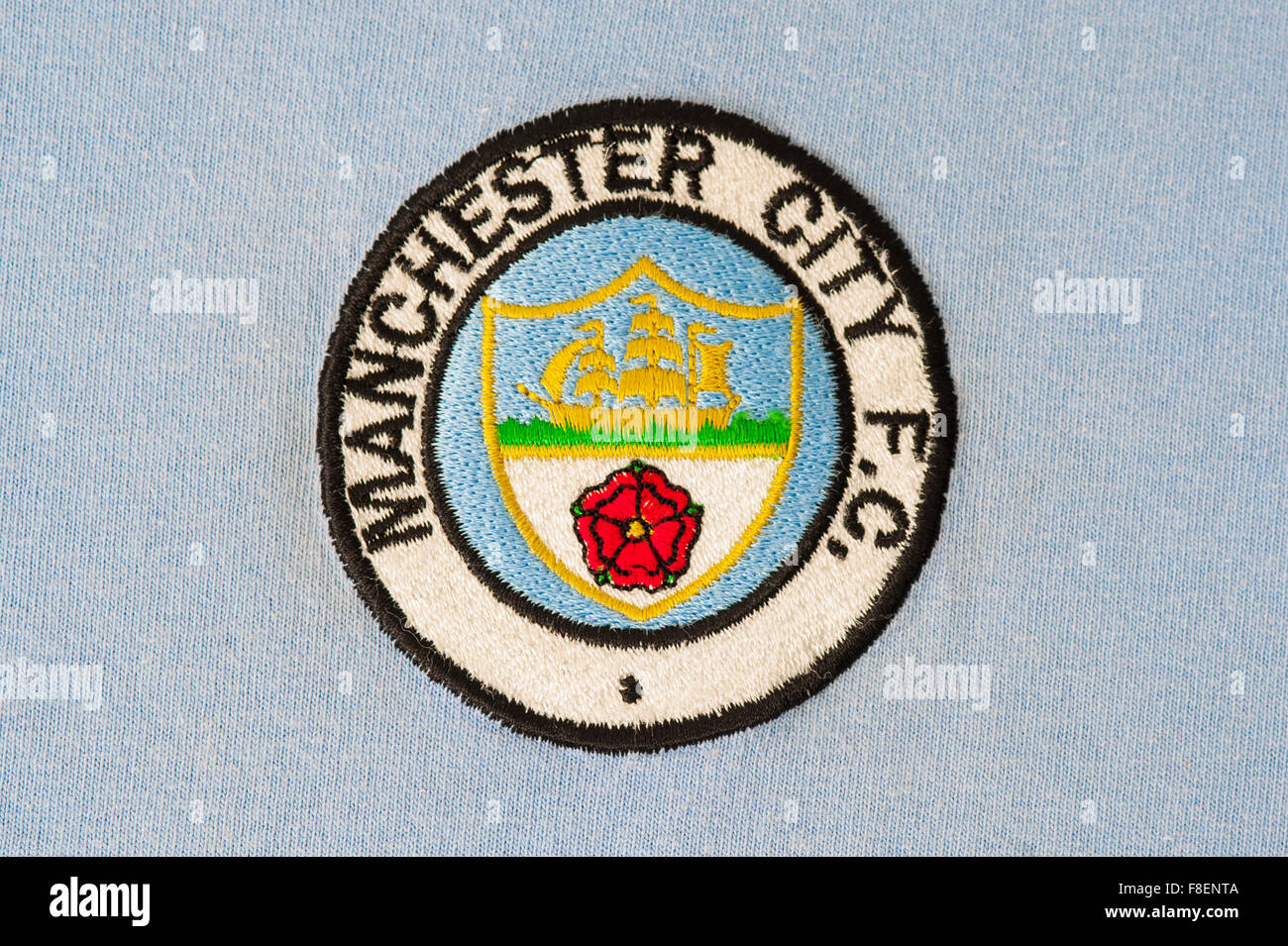 Close up of Manchester City Football Club Crest Stock Photo