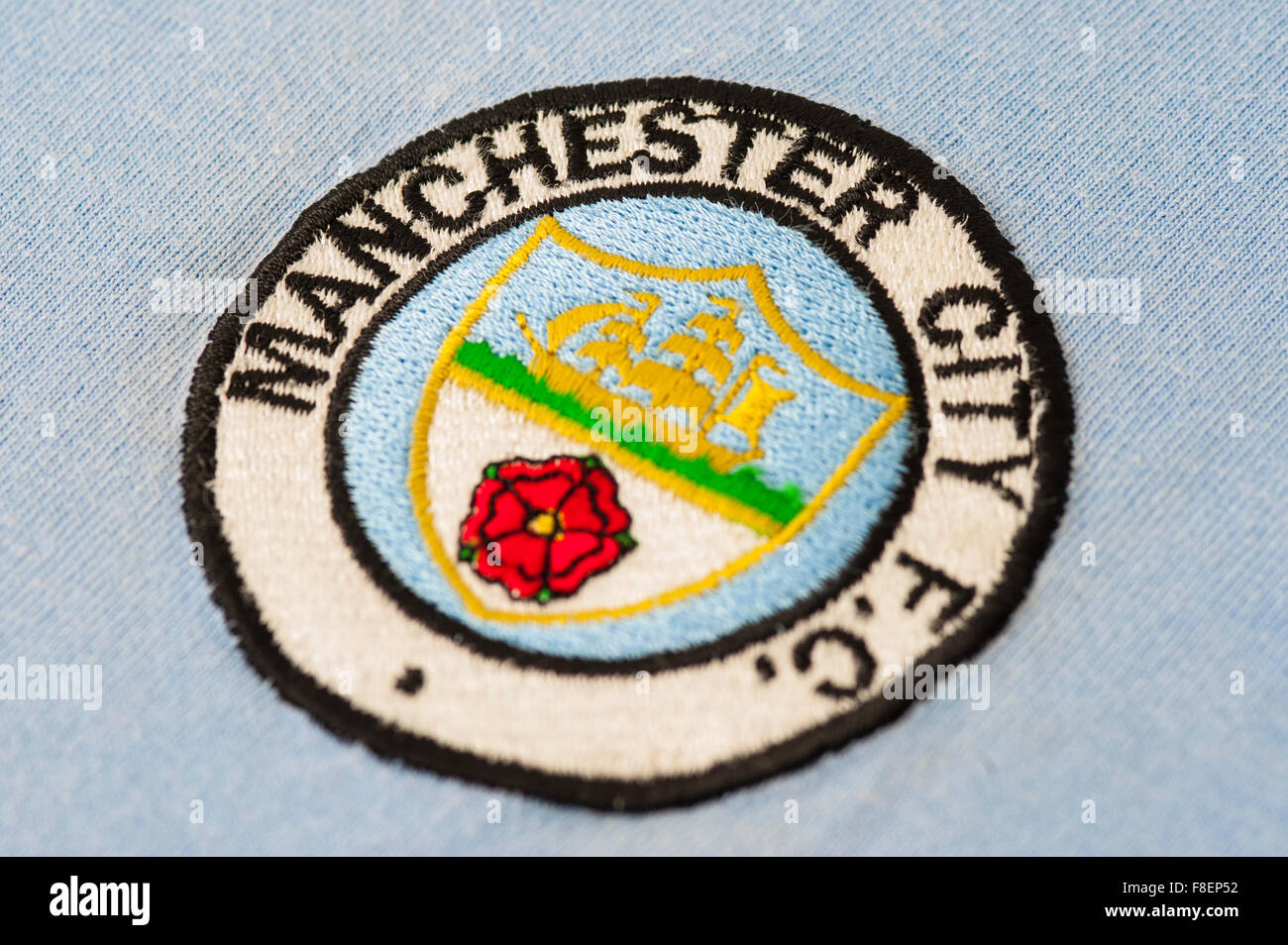 Close up of Manchester City Football Club Crest Stock Photo