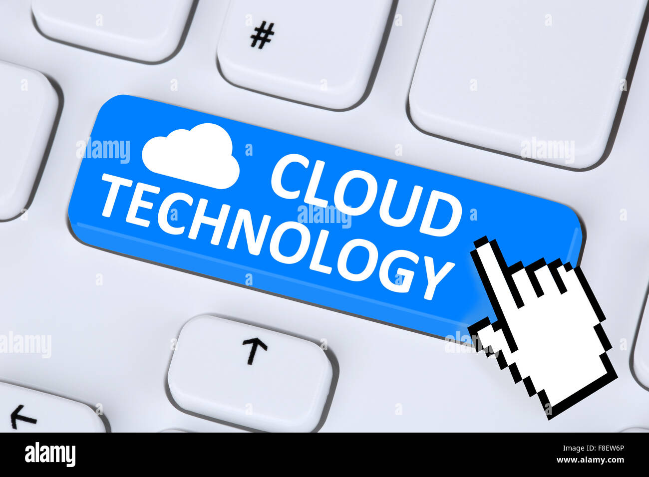 Cloud computing technology storage online digital on internet cyberspace computer keyboard Stock Photo