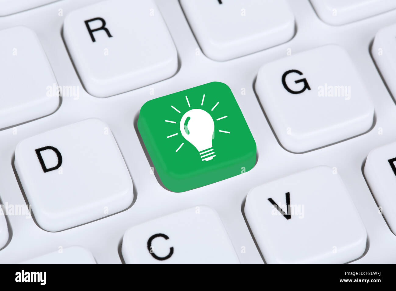 Idea solution light bulb success successful concept on internet computer Stock Photo