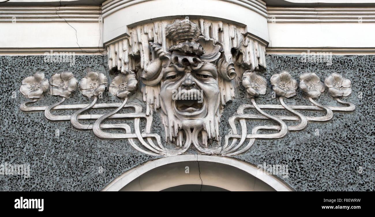 Art Nouveau time home facades fragment. The year 1902, the architects