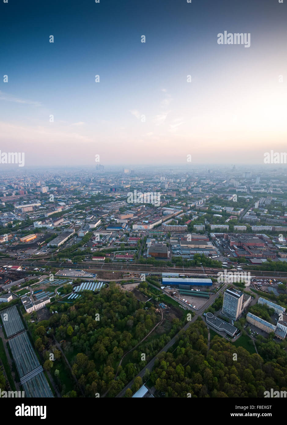 Bird's eye view on Moscow downtown Russia Stock Photo