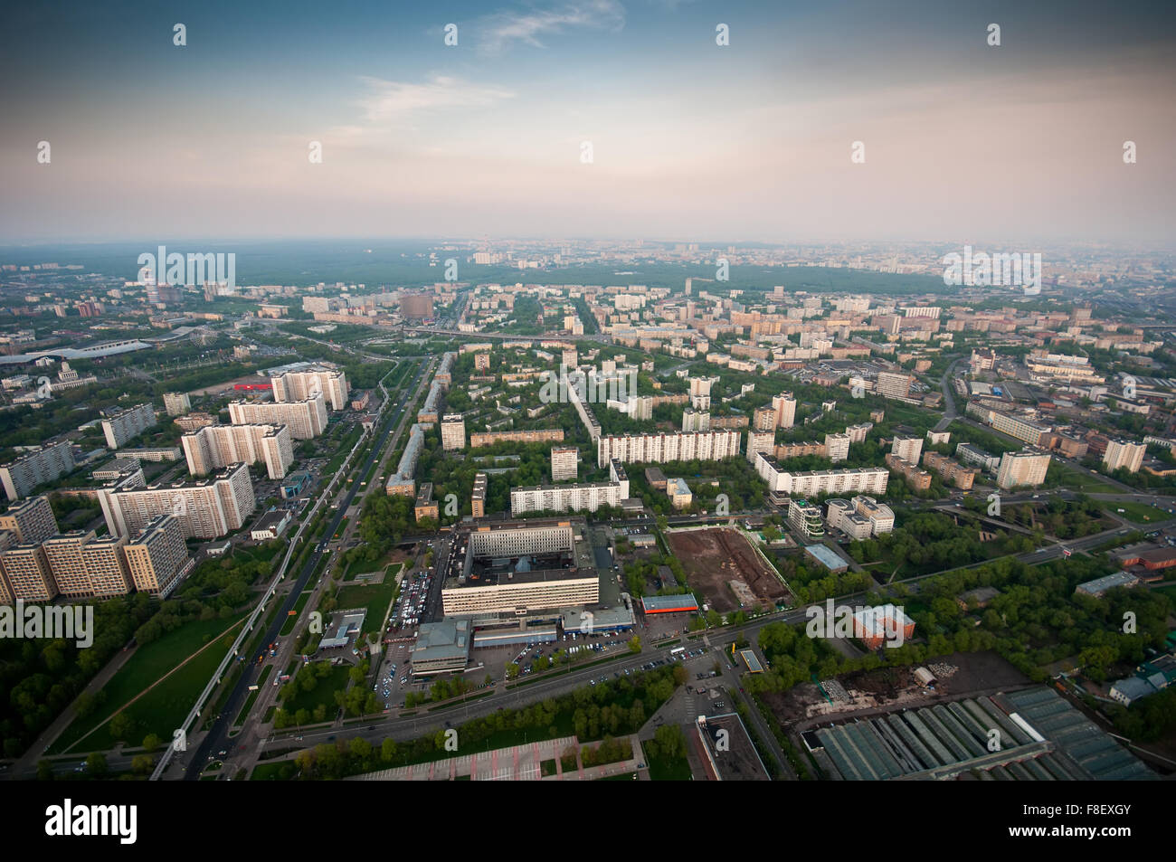 Bird's eye view Ostankino district in Moscow Russia Stock Photo