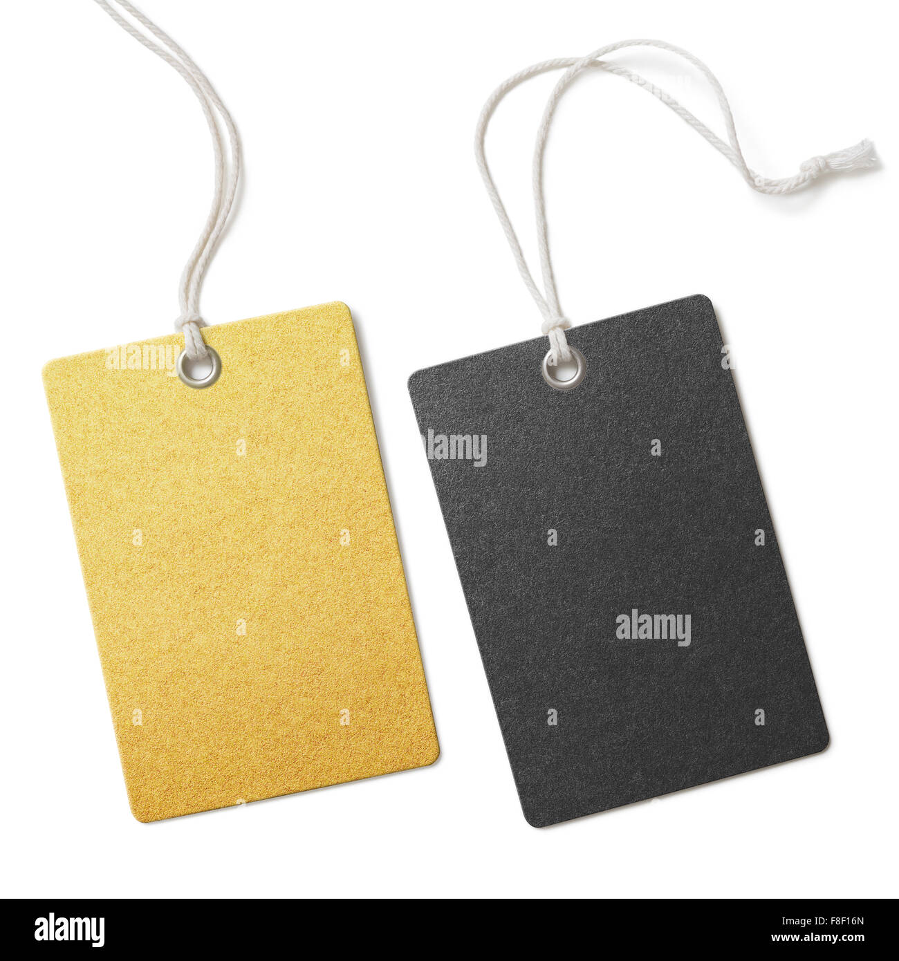 Gold and black cloth price tags set isolated Stock Photo