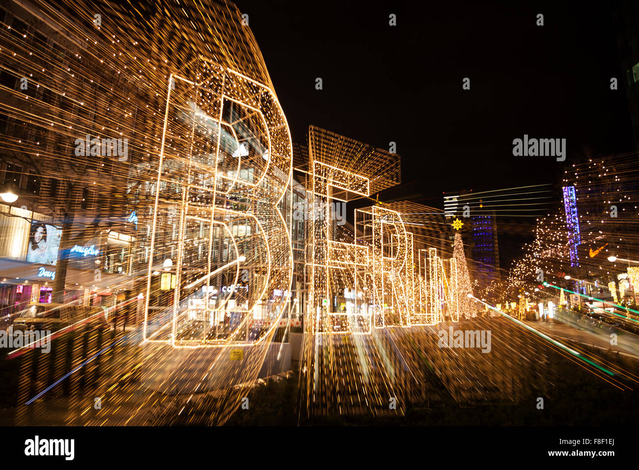 Berlin in letters with light effect Stock Photo
