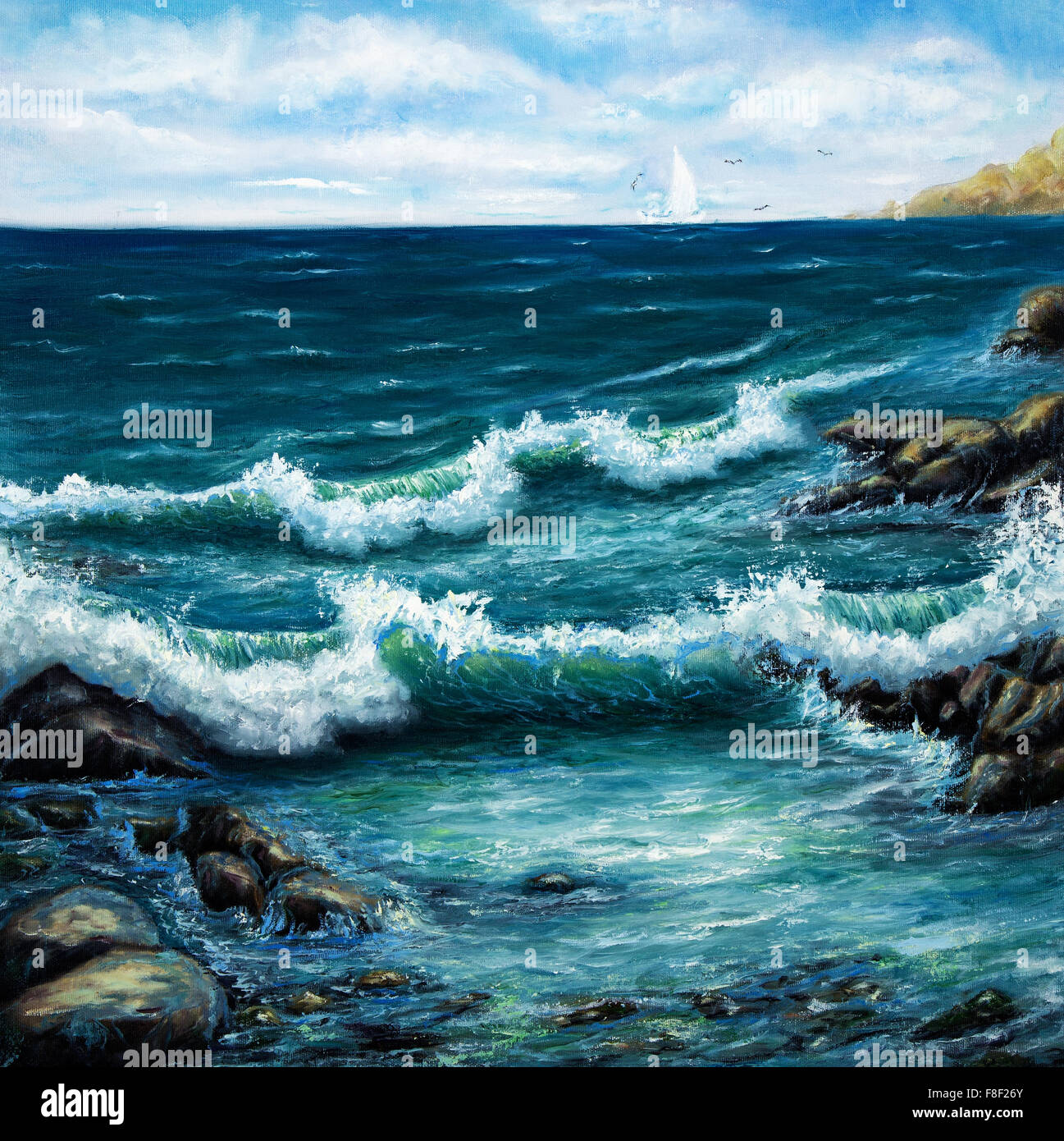 油彩画 船の風景 L. Stoney 油彩画 船の風景 L. Stoney