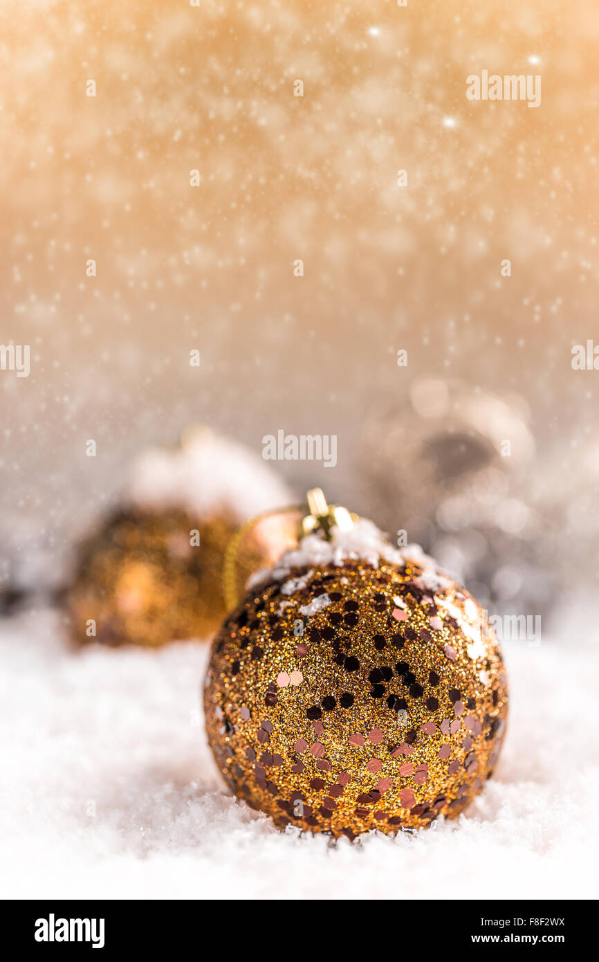 Christmas ball and snowflake on abstract background Stock Photo - Alamy