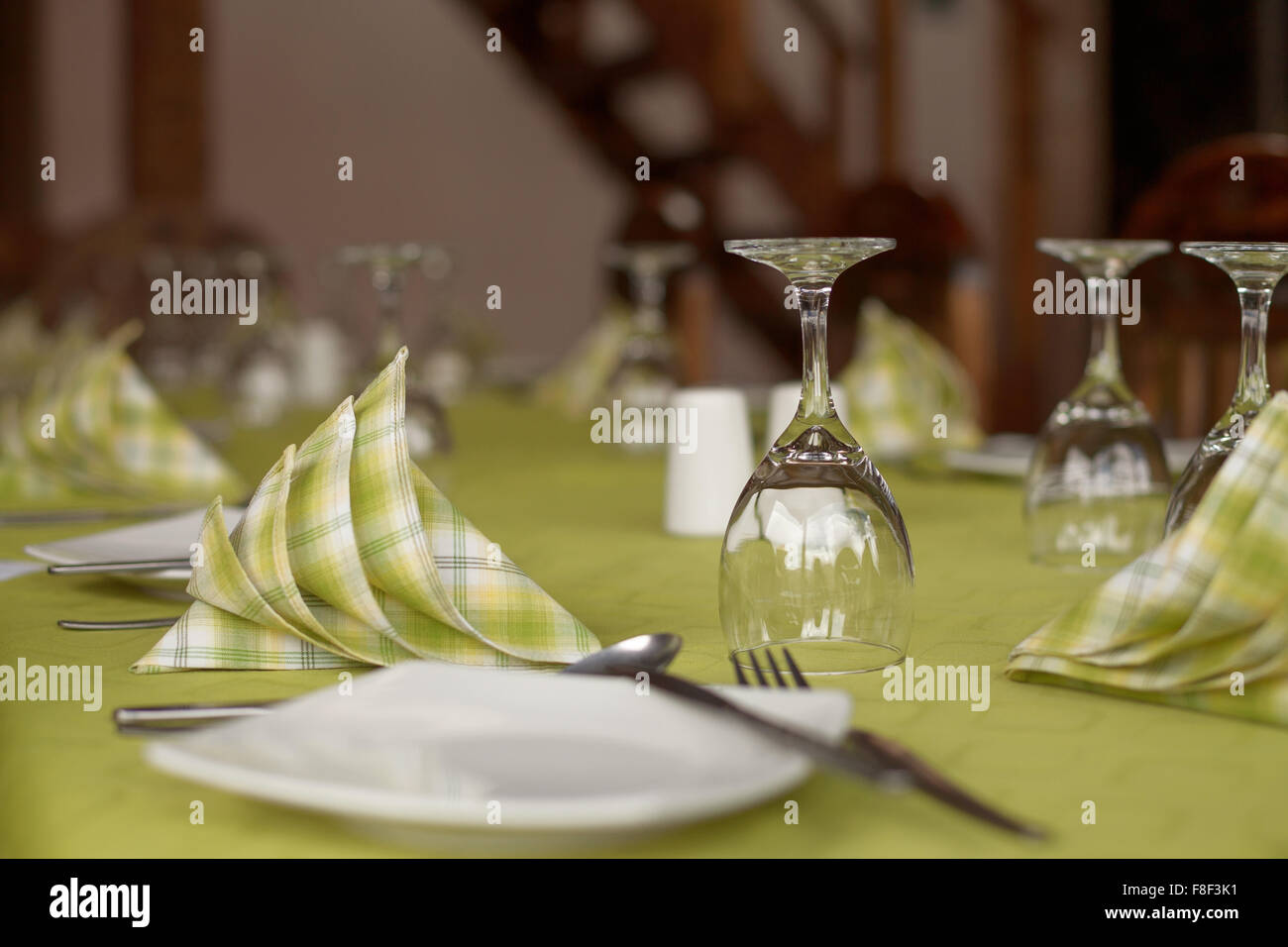 Traditional table setting for casual lunch, dinner or celebrating an