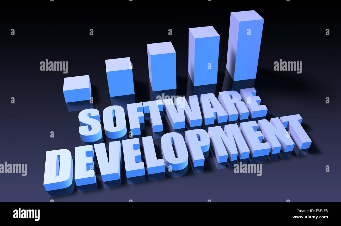 Software development graph chart in 3d on blue and black Stock Photo ...