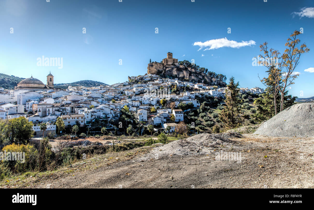 Spanish village of Montefrio with its two churches one a round church ...