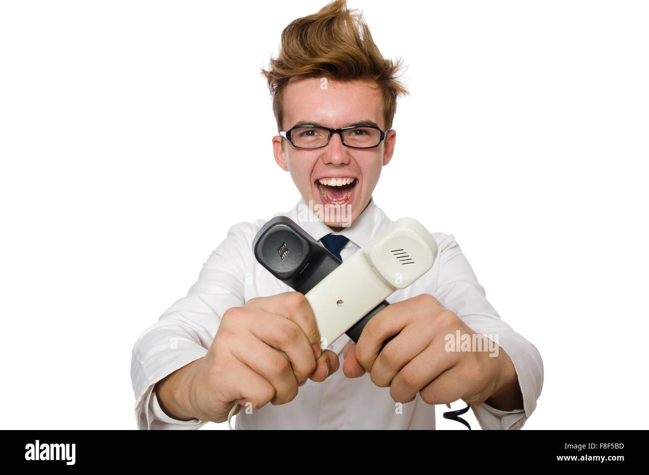 Funny doctor isolated on white Stock Photo - Alamy