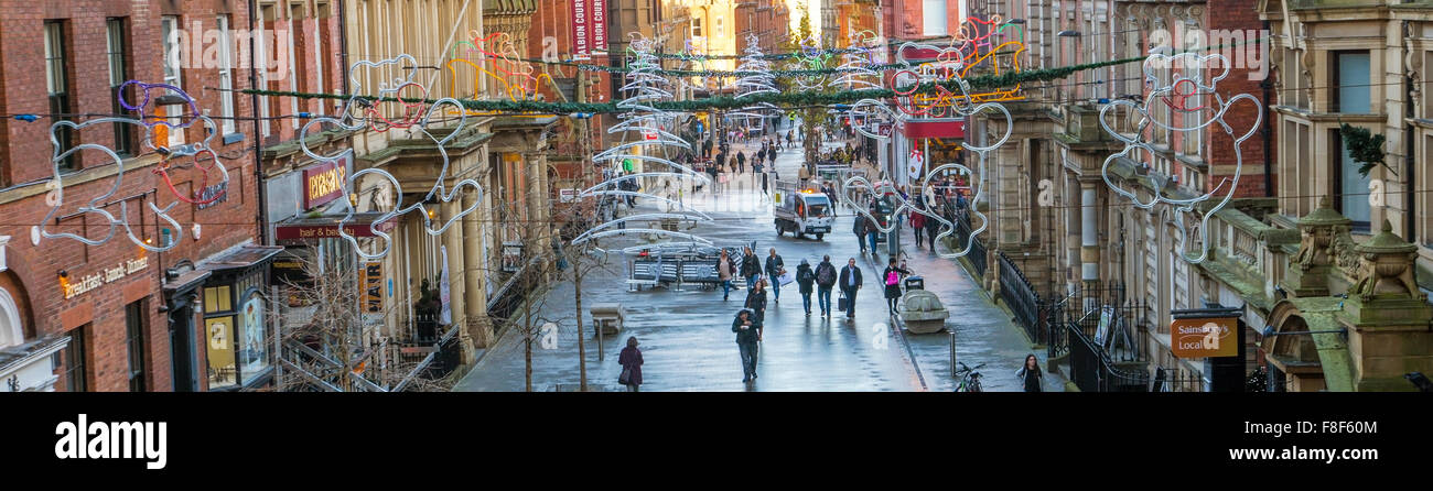 Leeds City Centre Christmas shopping and Lights Stock Photo