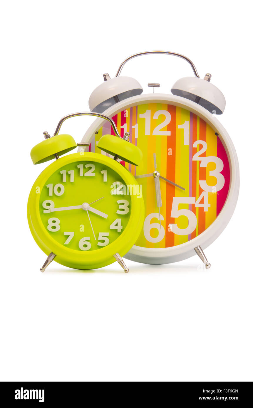 Alarm clock isolated on the white background Stock Photo - Alamy