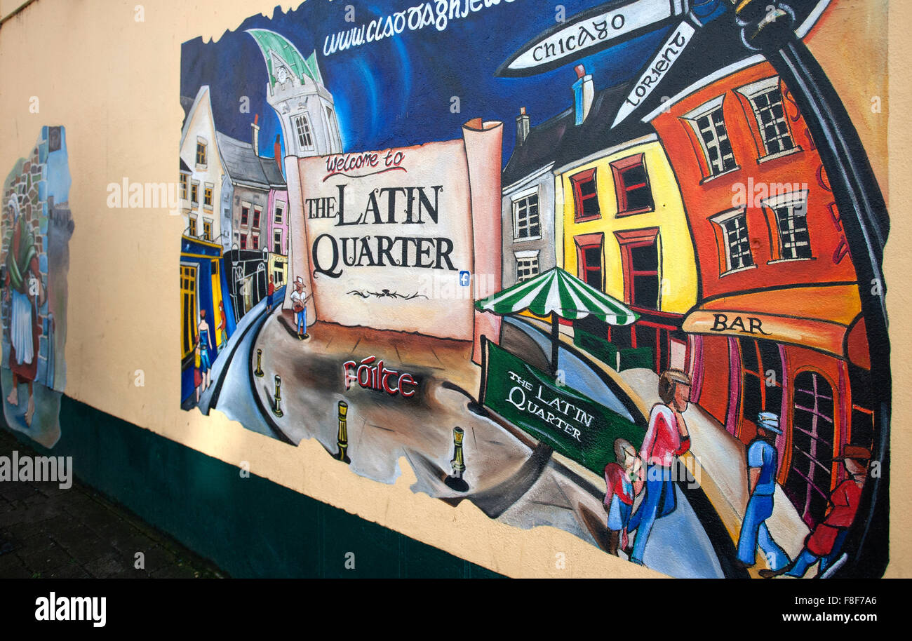 The Latin quarter wall mural, Galway city Ireland Stock Photo