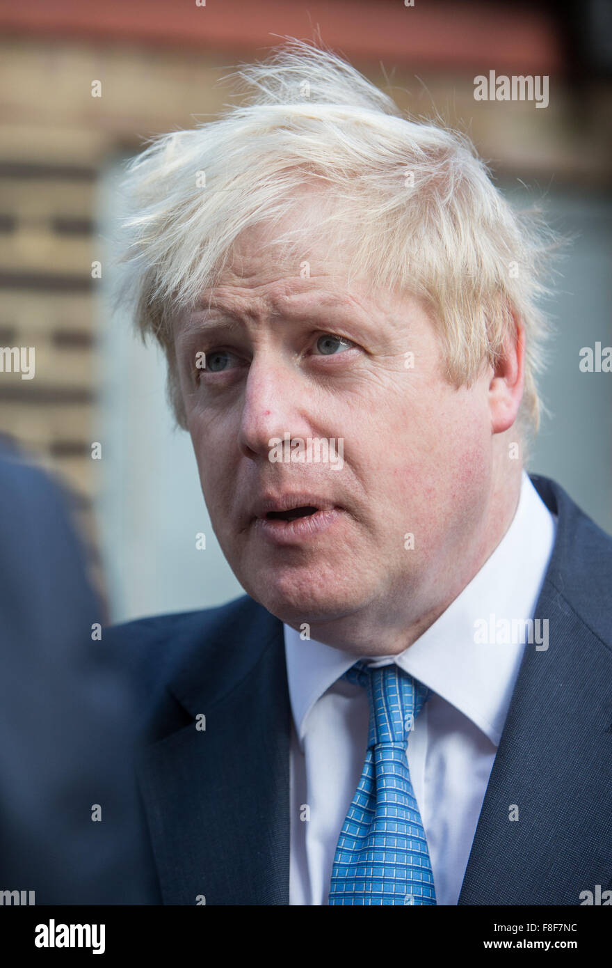 London Mayor and MP for Uxbridge and South Ruislip,Boris Johnson, speaks at a community centre in Victoria,London Stock Photo