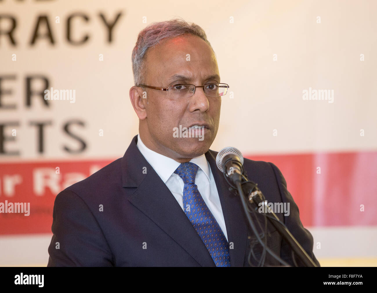 Lutfur Rahman,former Mayor of Tower Hamlets,speaks at an event in Whitechapel Stock Photo