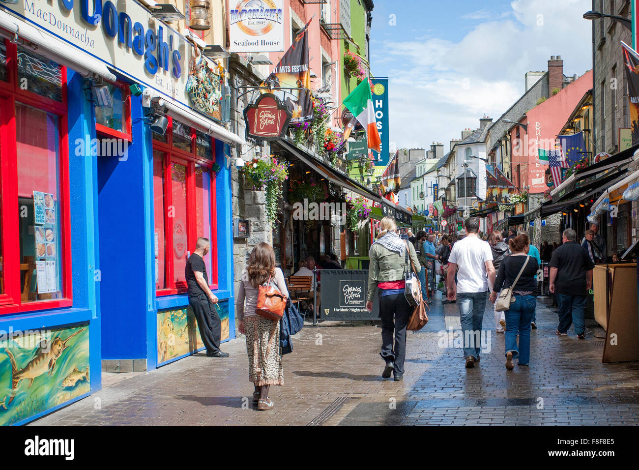 Galway City, Ireland main Street Scene. Stock Photo