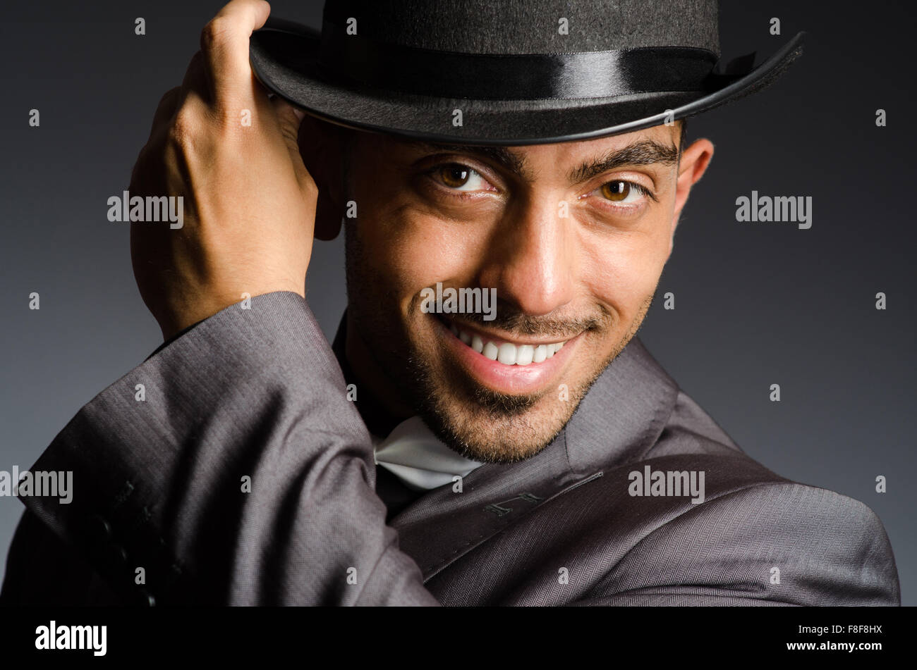 Man with hat in vintage concept Stock Photo