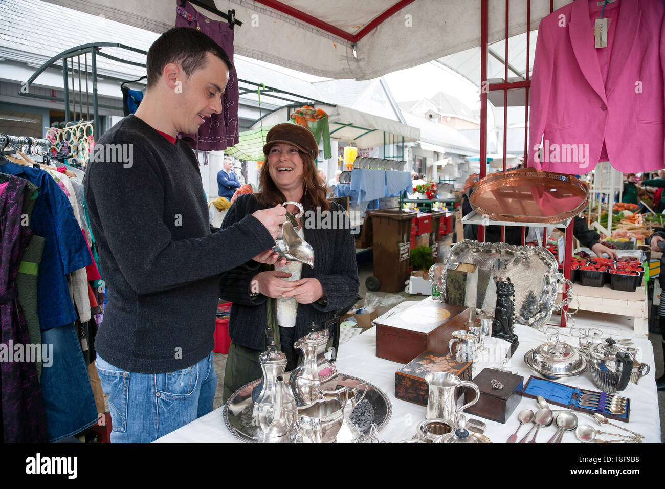 Antiques stall. Limerick, Milk Market, Ireland Stock Photo Alamy