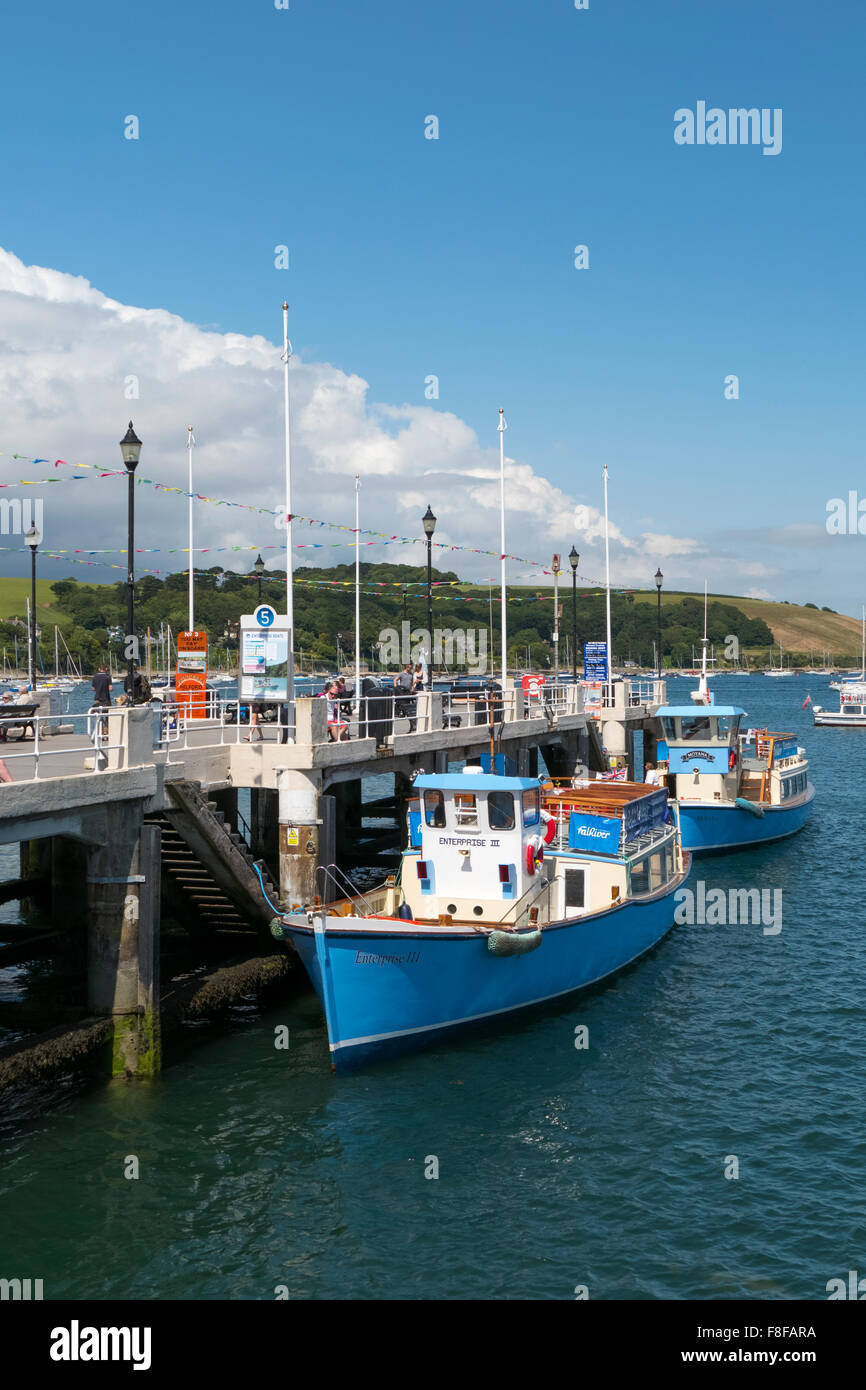 Falmouth Prince of Wales Pier. Enterprise III and Moyana ferry and charter boats alongside.  Cornwall England UK. Stock Photo