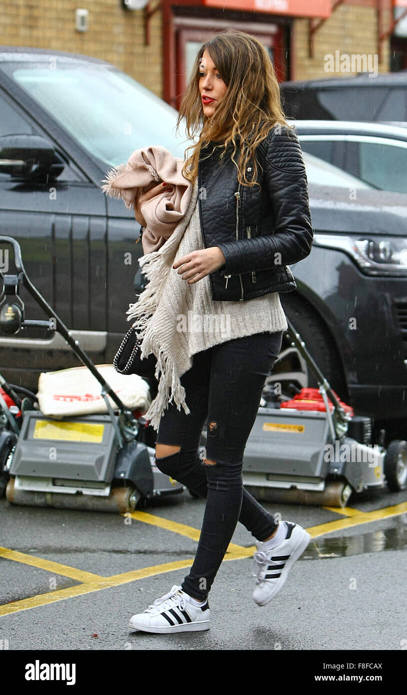 Morgan Schneiderlin's girlfriend Camille Soldidaa arrives at Old