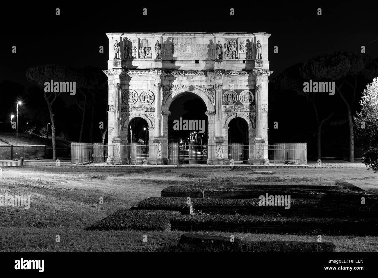 Night view, Rome Costantine's Arc Stock Photo