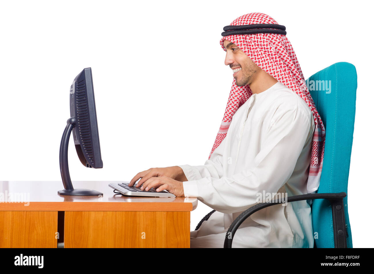 Arab On Computer Arab businessman working on computer Stock Photo - Alamy