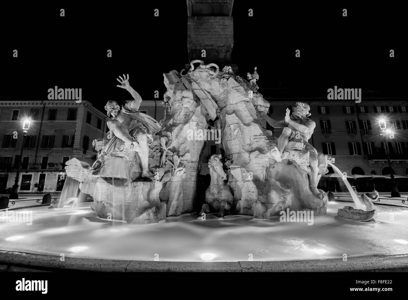 Night view, Piazza Navona, Rome. Italy Stock Photo