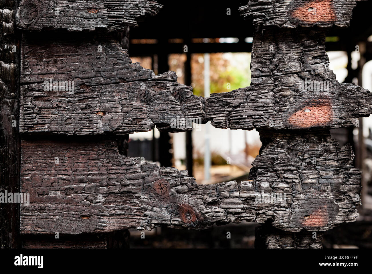Burnt broken wood wall Stock Photo - Alamy
