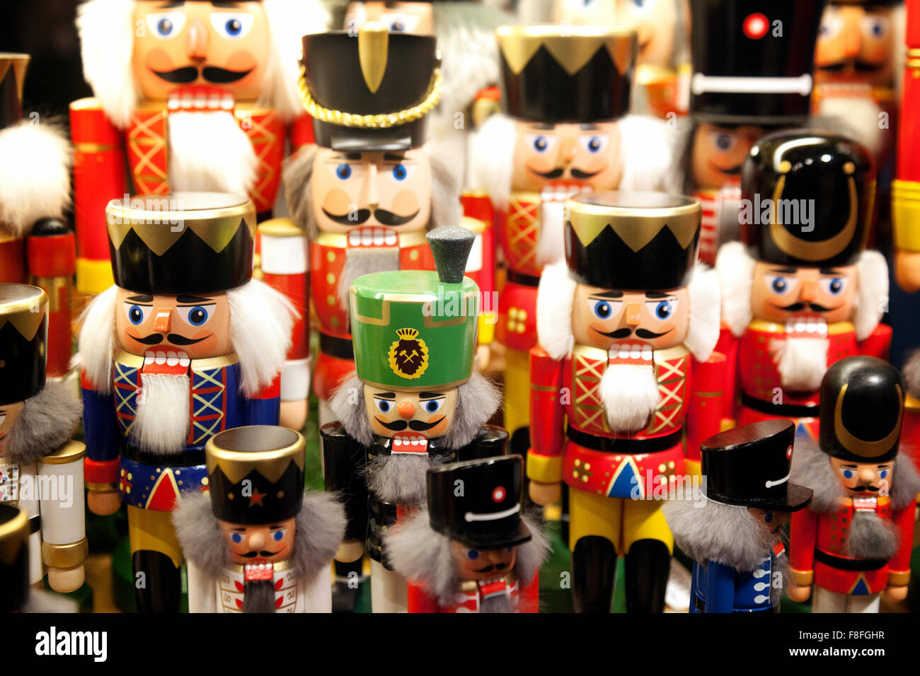 Toy soldiers for sale at Strasbourg christmas market, Strasbourg, France Europe Stock Photo