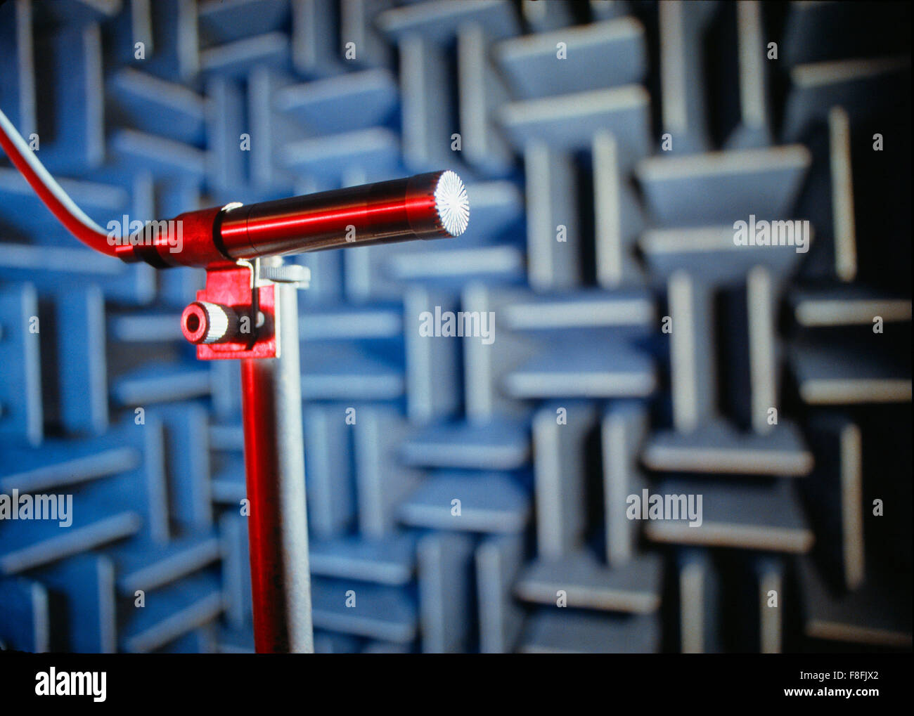 Microphone in a anechoic room,Mikrofon im schalltoten Raum, Stock Photo