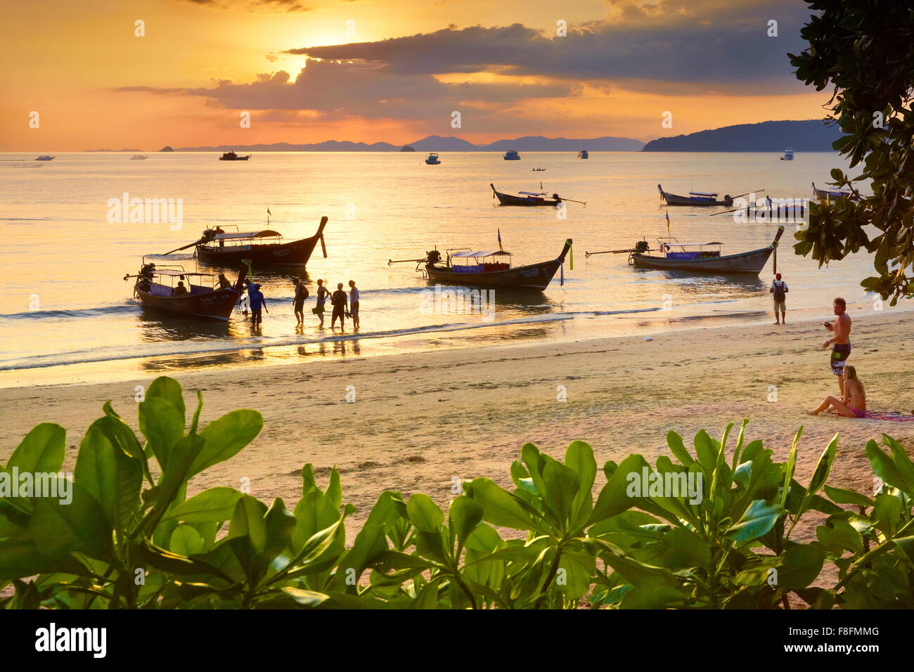 Thailand - Krabi province, Phang Nga Bay beach, sunset landscape Stock Photo