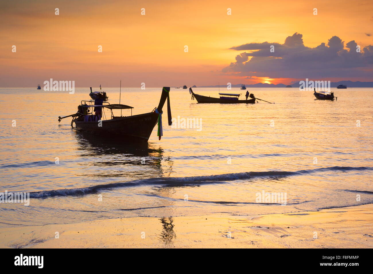 Thailand - Krabi province, Phang Nga Bay, sunset landscape on the beach Stock Photo