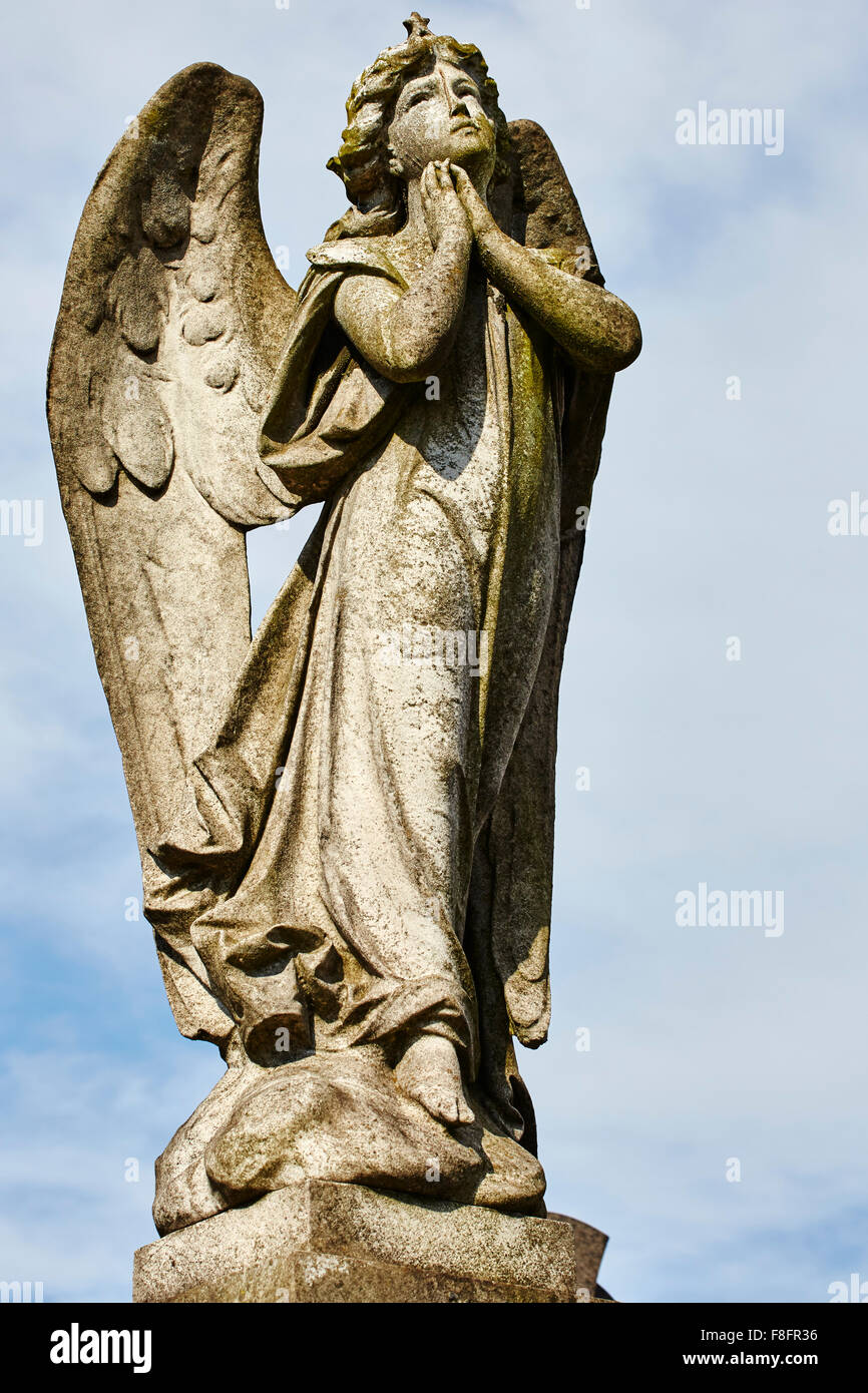Historic stone sculpture depicting an angel in Church Cemetery ...