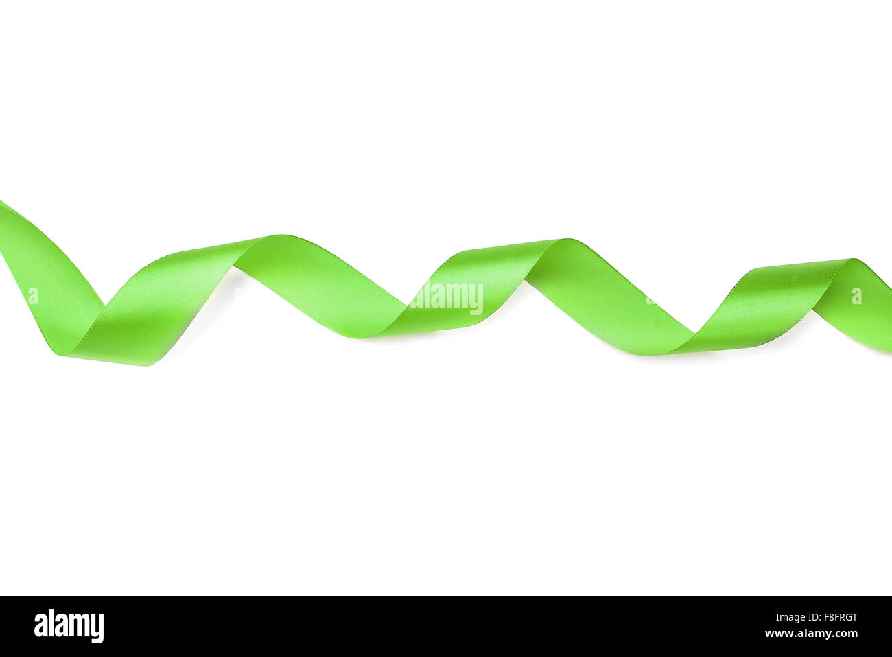 Green ribbon spiral on a white background. Stock Photo