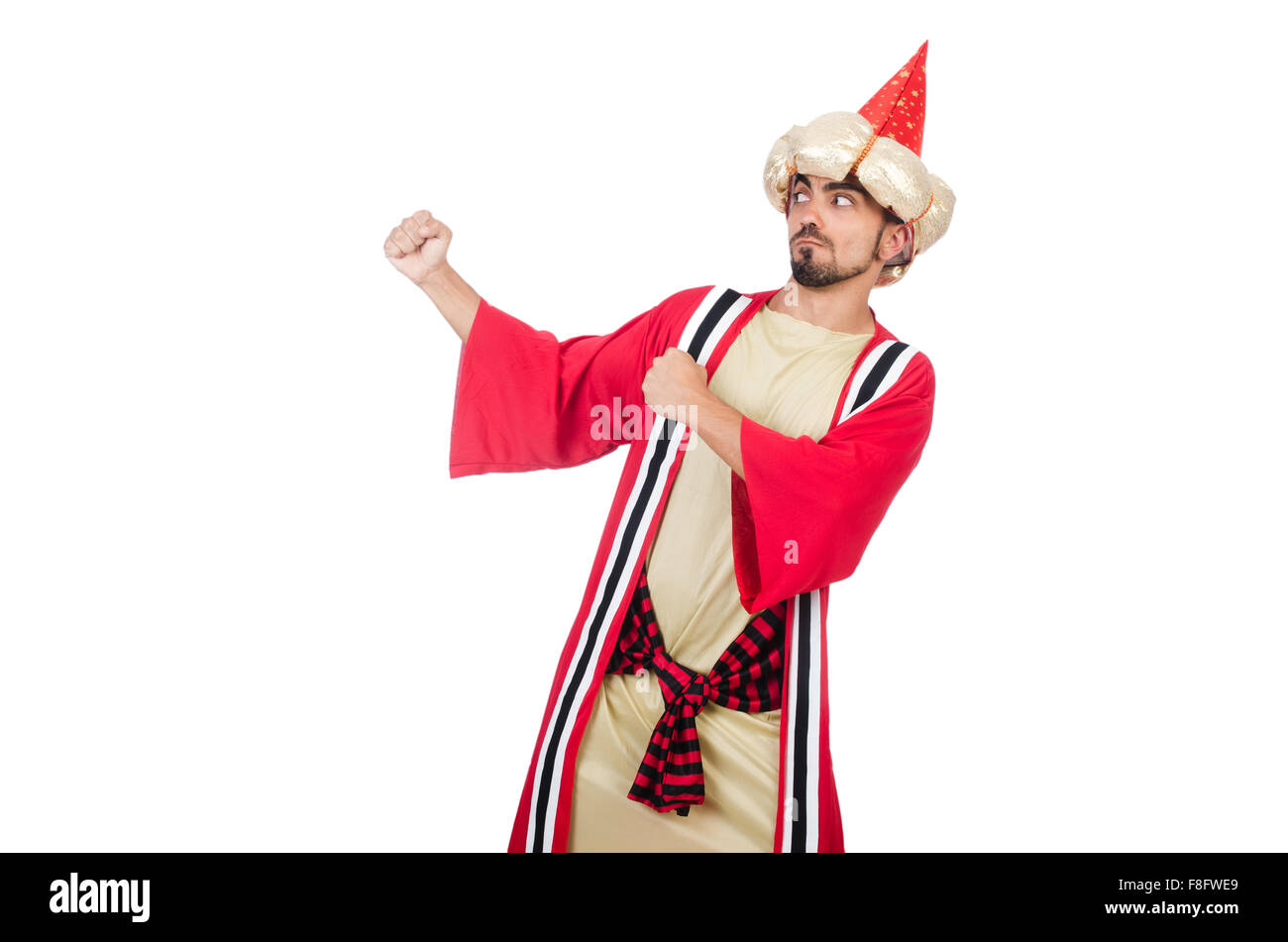 Wizard in costume isolated on the white Stock Photo - Alamy