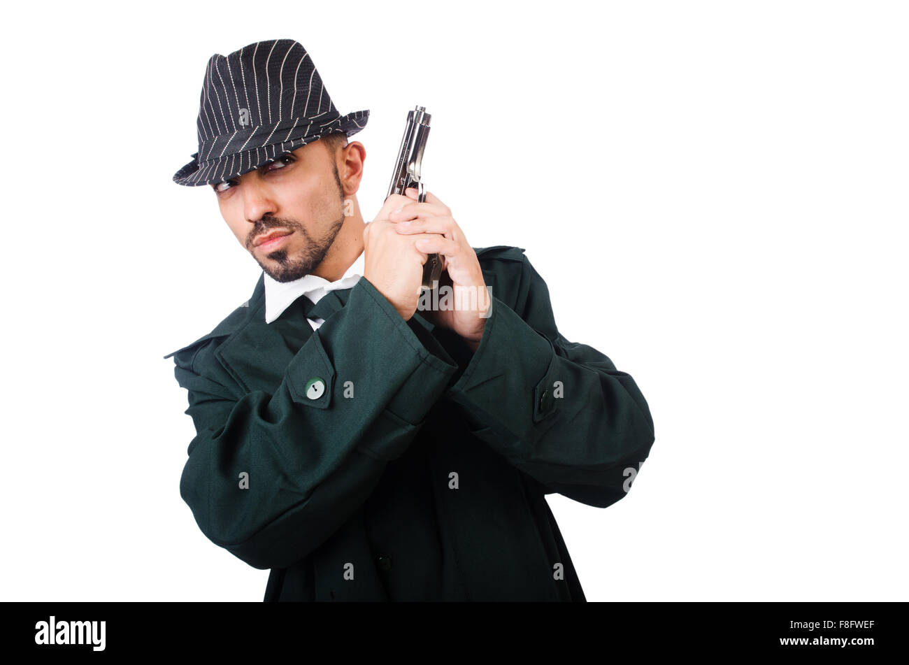 Young detective isolated on the white Stock Photo