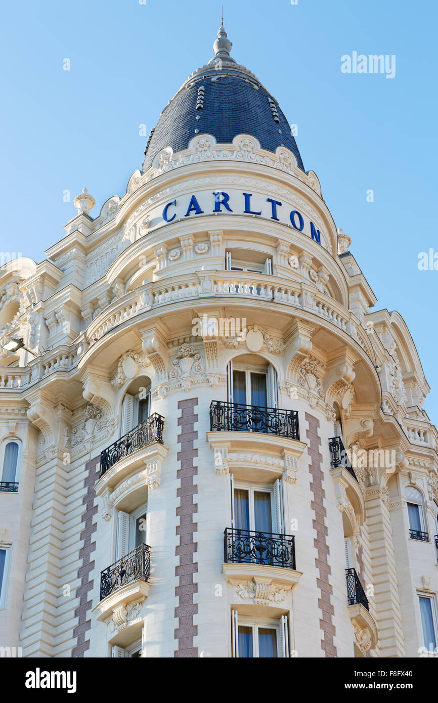 Luxury hotel InterContinental Carlton, located on the famous 'La Croisette' boulevard in Cannes, French Riviera Stock Photo