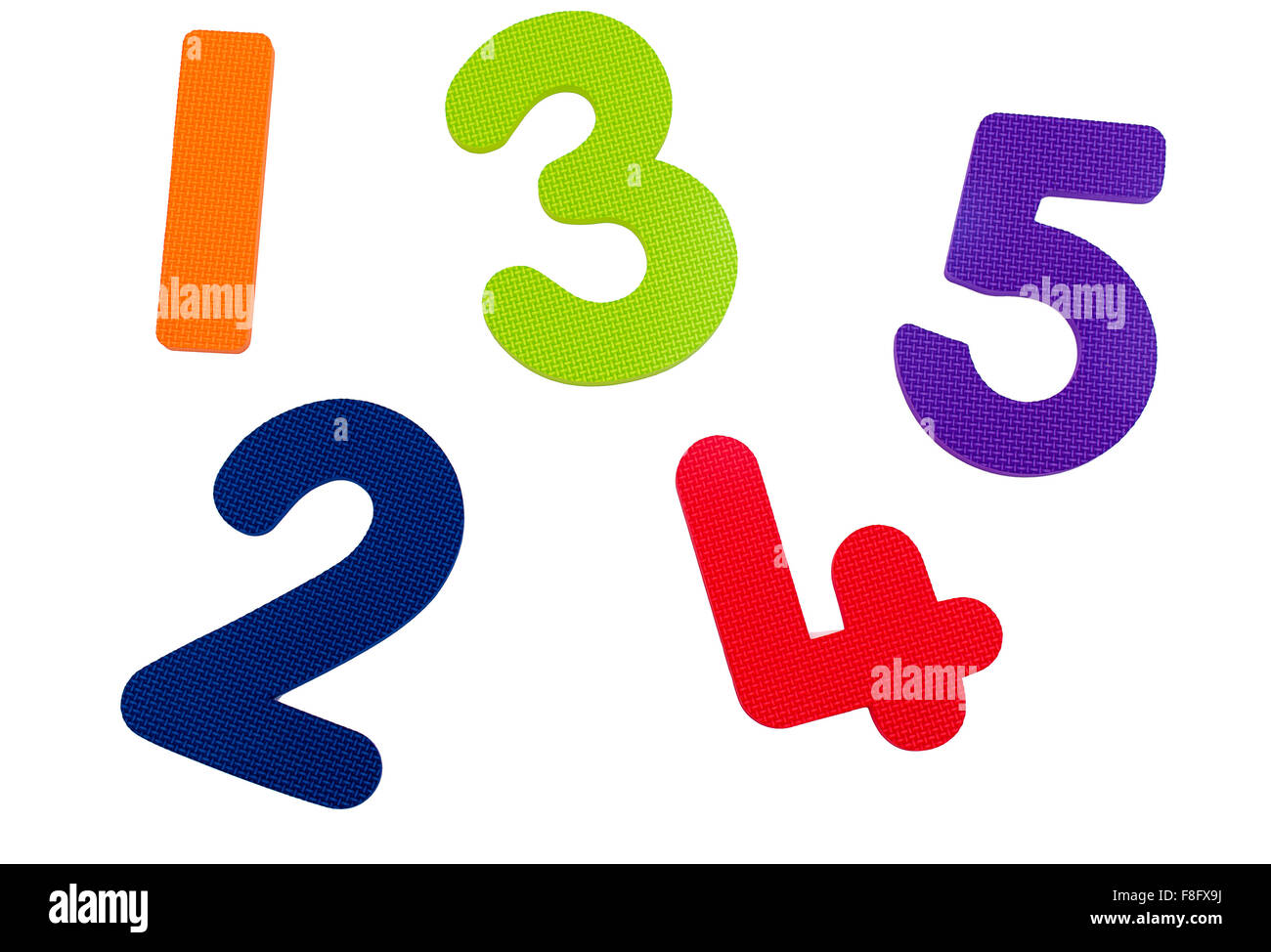 Textured Numbers One to Five Stock Photo