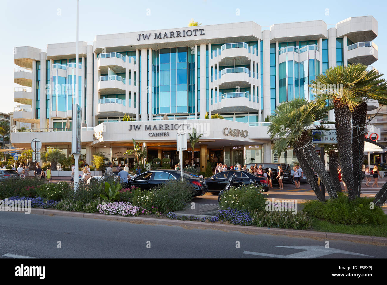 Luxury hotel JW Marriott, located on the famous 'La Croisette' boulevard in Cannes, French Riviera Stock Photo
