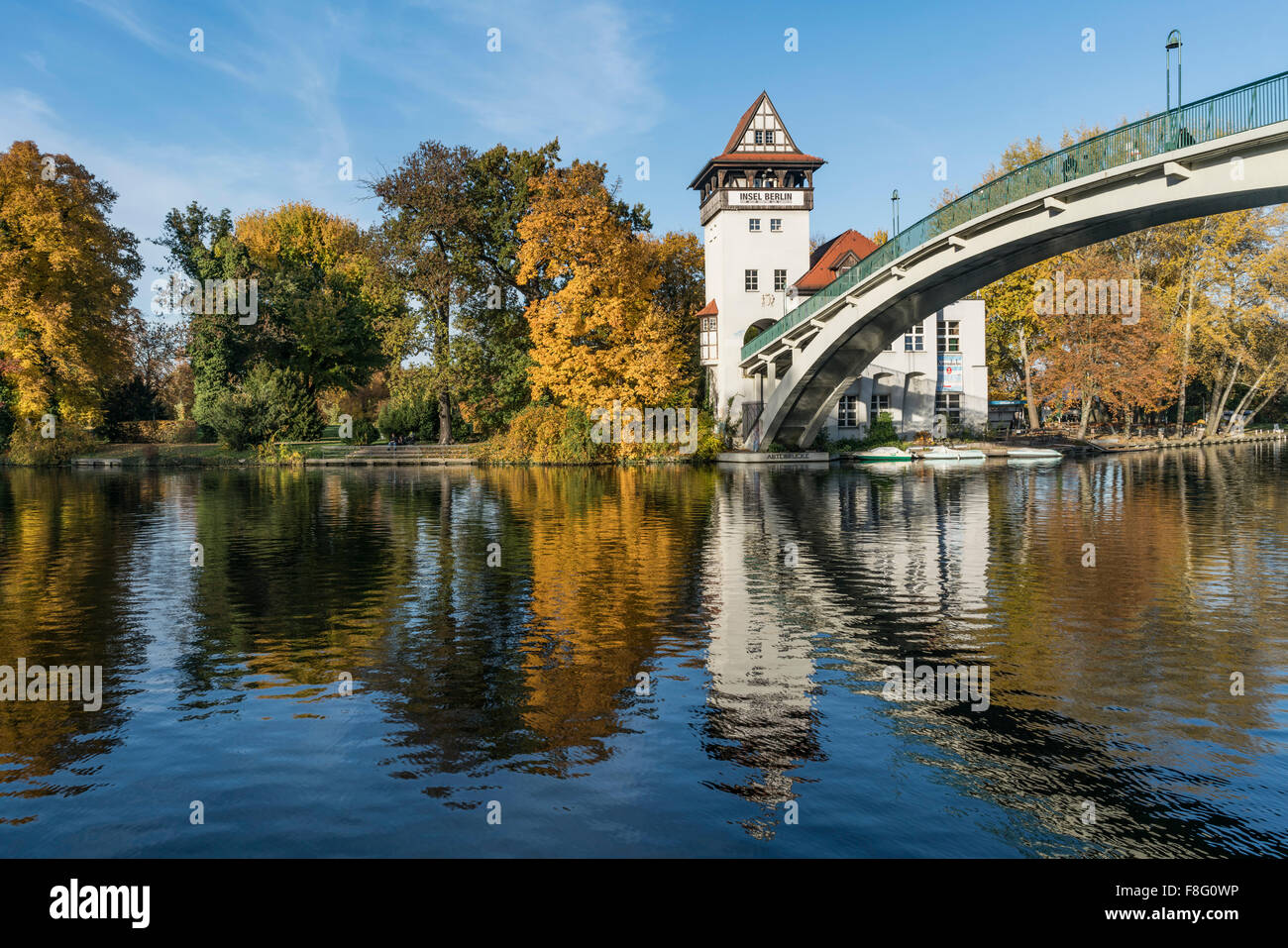 Island of Youth, autumn,  Insel der Jugend,  Treptow, Spree, Berlin Stock Photo