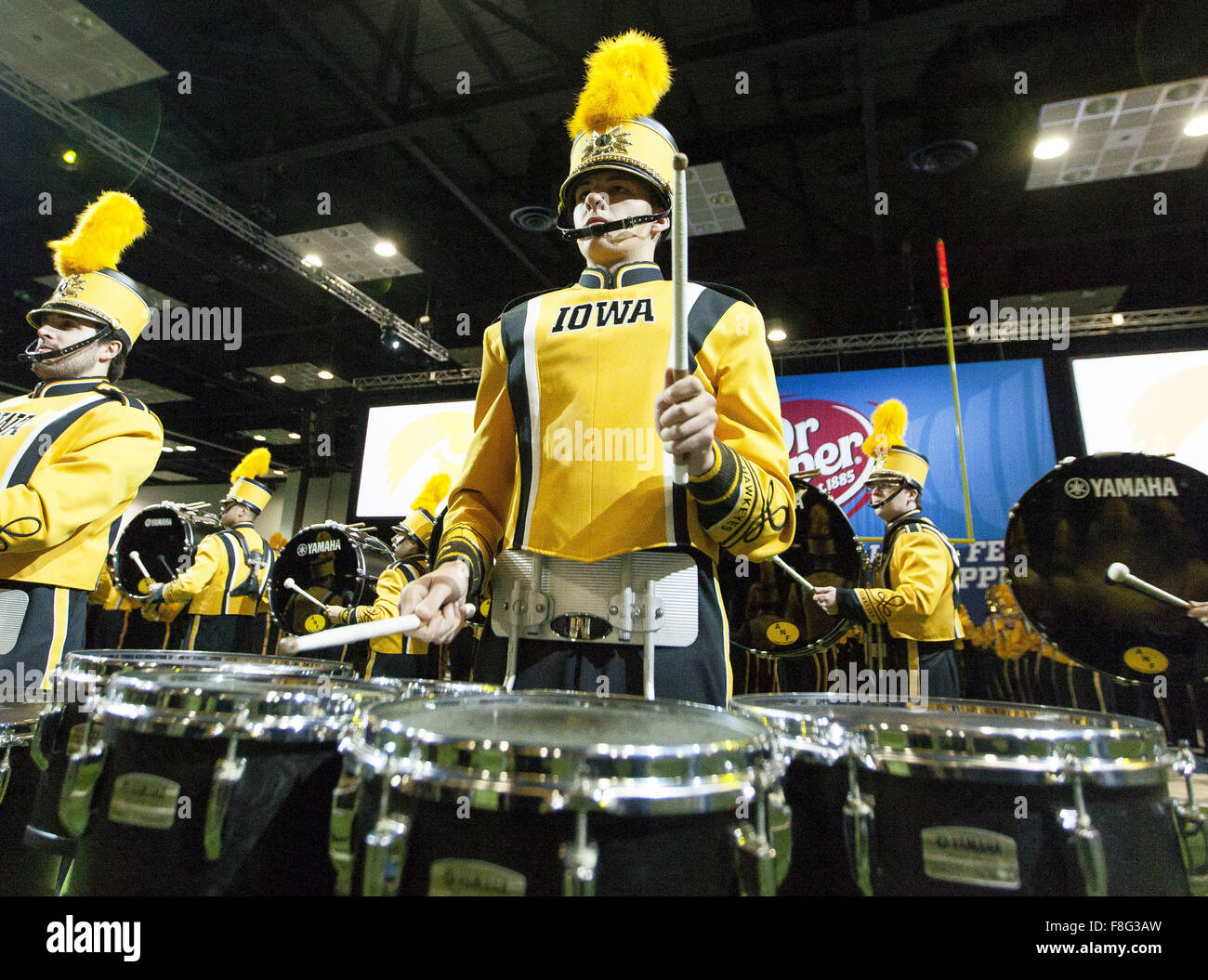 Indianapolis, Iowa, USA. 5th Dec, 2015. The Iowa Drumline performs at the Big Ten Experience at the Indiana Convention Center in Indianapolis, In., Saturday, Dec. 5th, 2015. © Louis Brems/Quad-City Times/ZUMA Wire/Alamy Live News Stock Photo