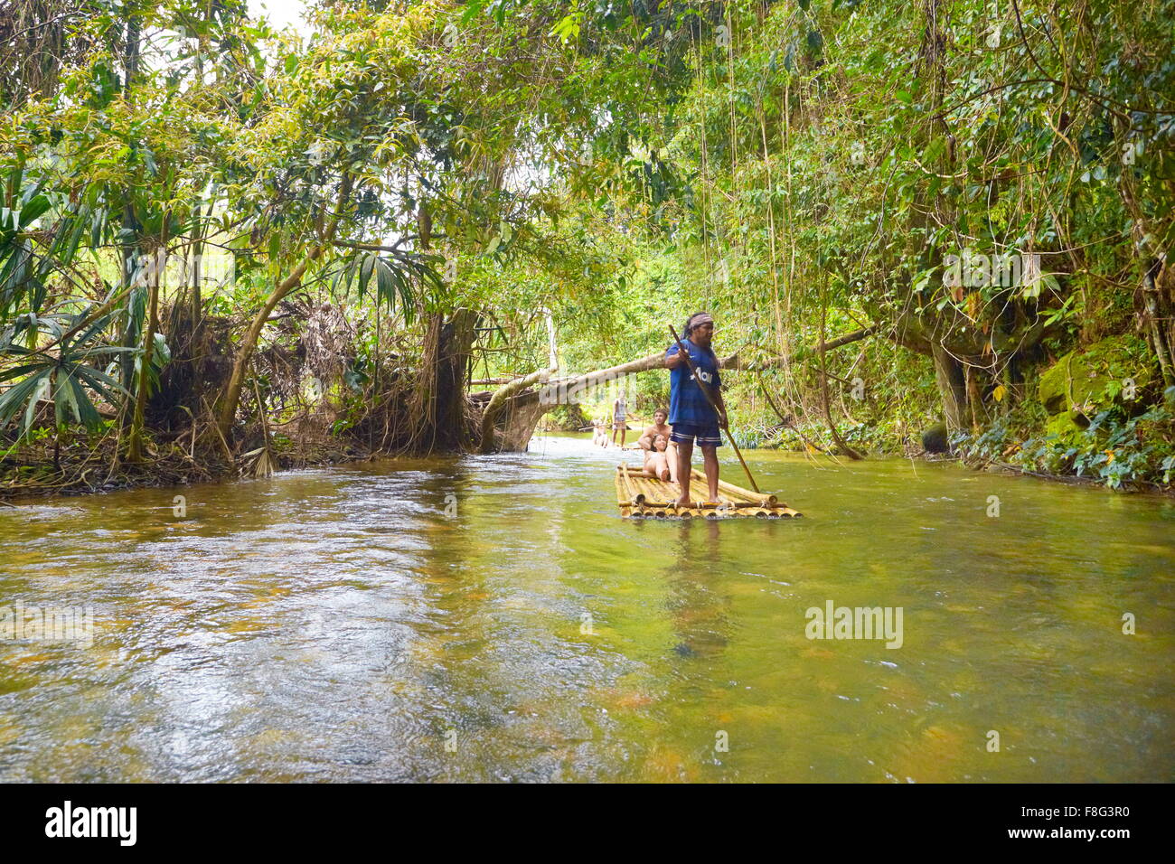 Thailand - Khao Lak National Park, Bamboo rafting in tropical forest Stock Photo
