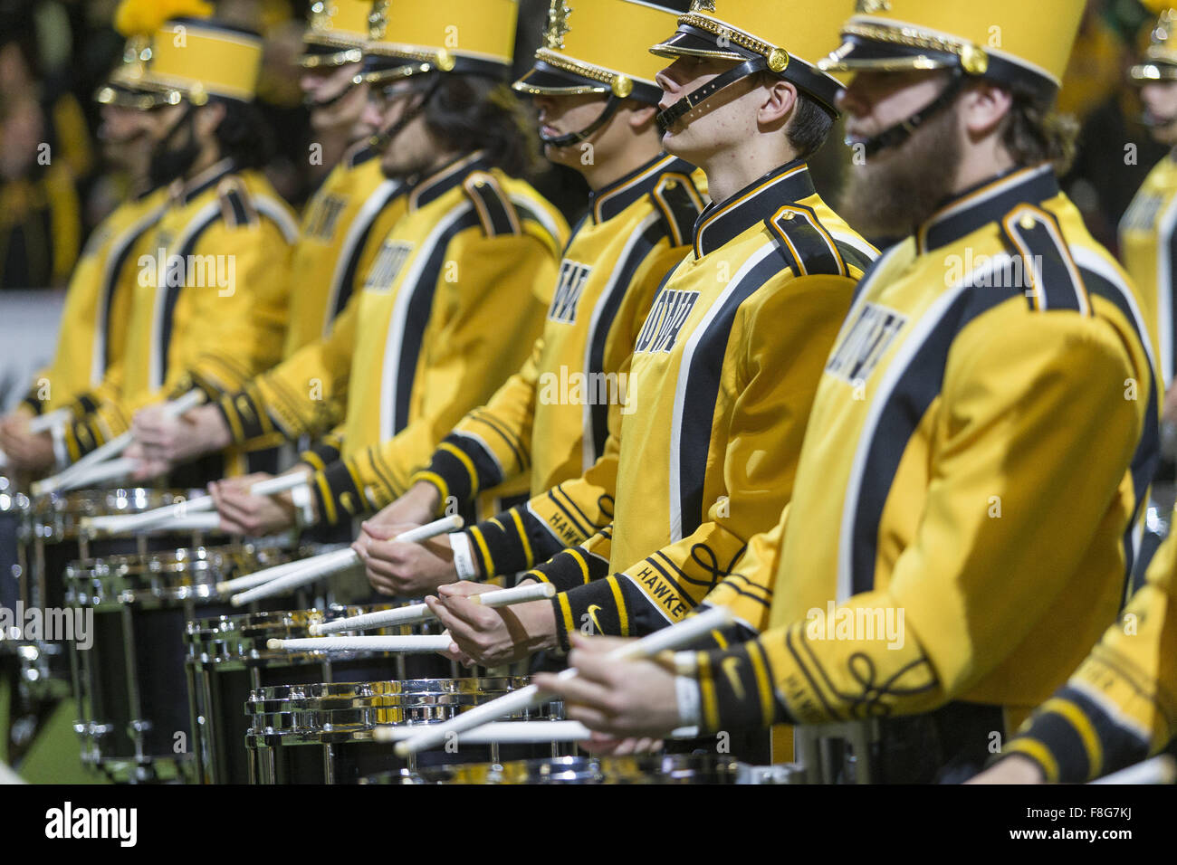 Indianapolis, Iowa, USA. 5th Dec, 2015. The Iowa Drumline play for the fans at the Big Ten Experience at the Indiana Convention Center in Indianapolis, In., Saturday, Dec. 5th, 2015. © Louis Brems/Quad-City Times/ZUMA Wire/Alamy Live News Stock Photo