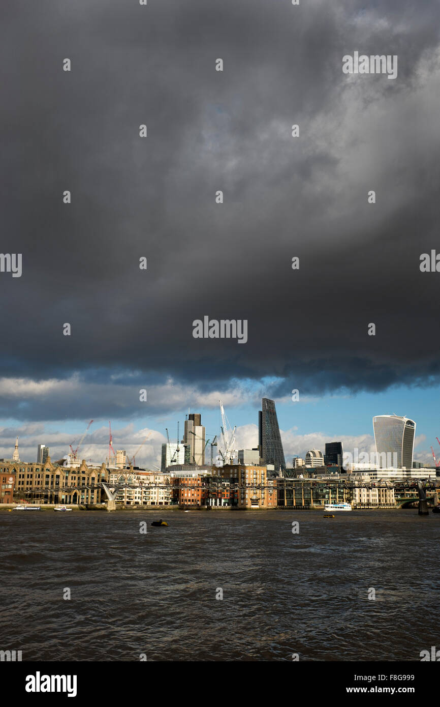 Black Clouds over the City of London Stock Photo