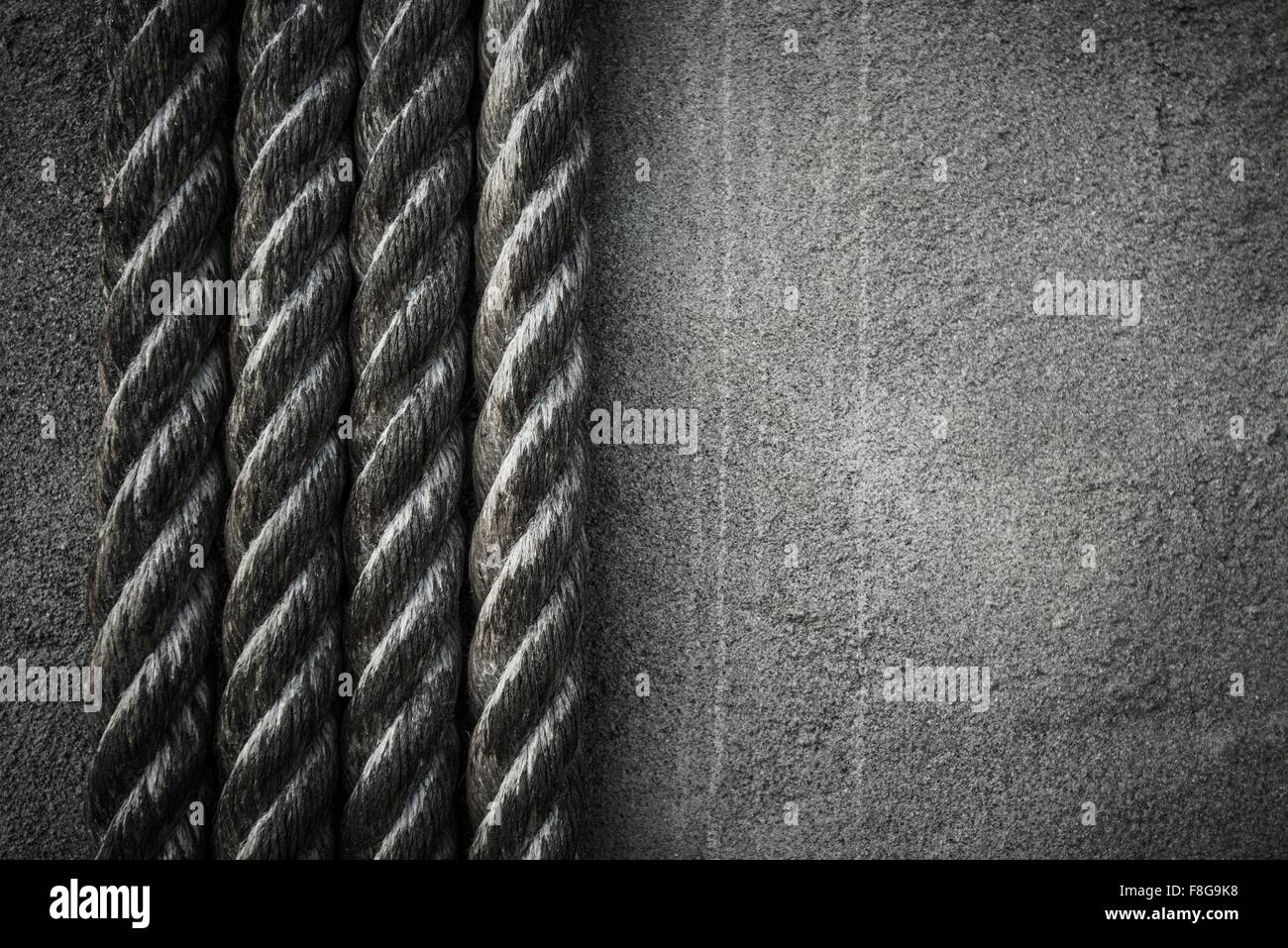 Four Ropes Background in Black and White. Stock Photo
