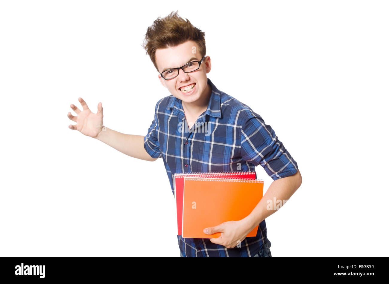 Funny student isolated on white Stock Photo - Alamy