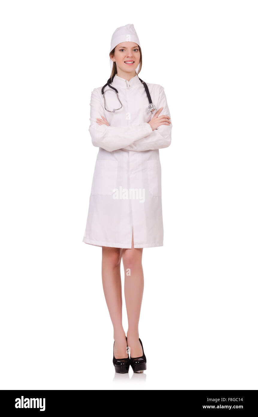 Young woman doctor isolated on white Stock Photo - Alamy