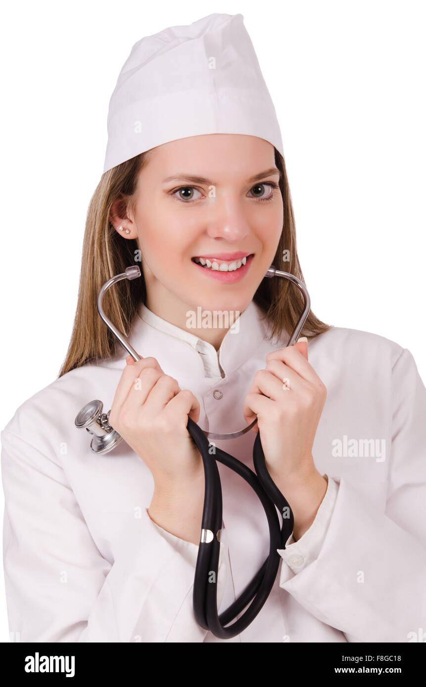Young woman doctor isolated on white Stock Photo - Alamy