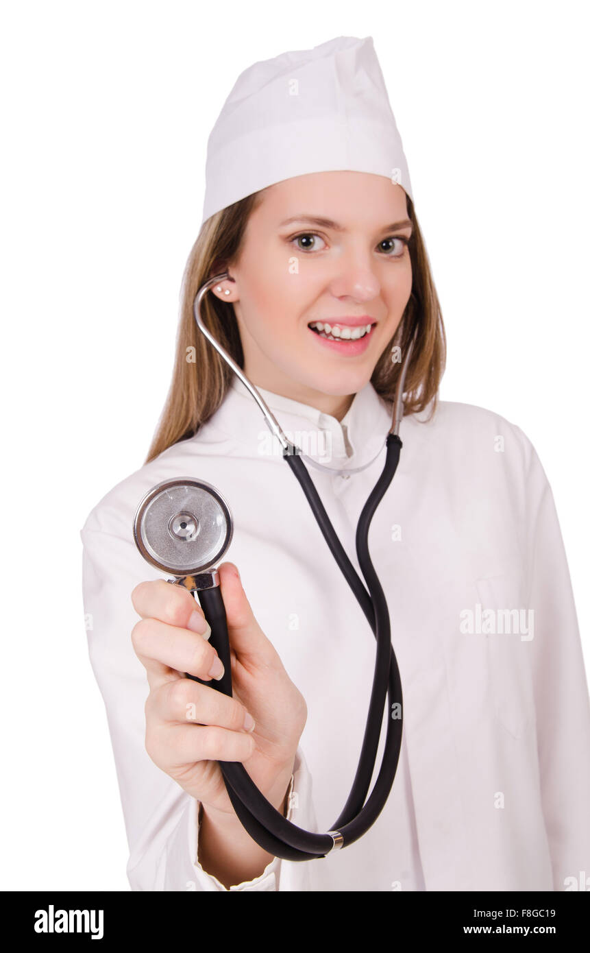 Young woman doctor isolated on white Stock Photo - Alamy